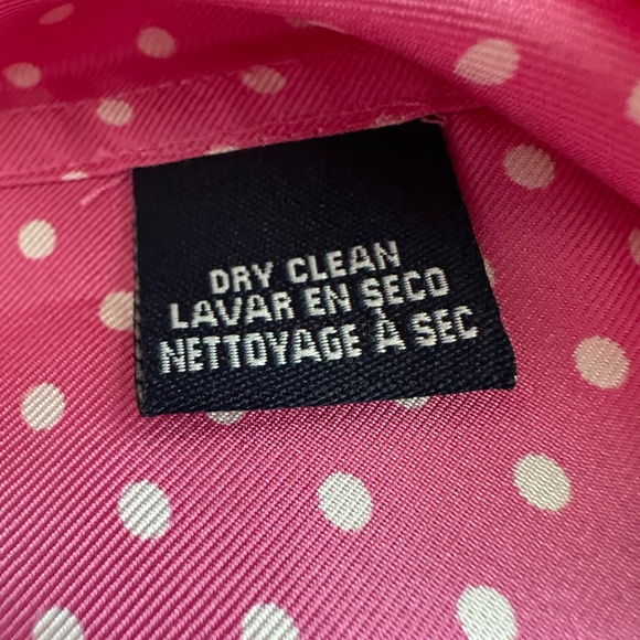 Jones New York Vintage Silk Pink and White Polka Dot Button Down Blouse. - Picture 8 of 11